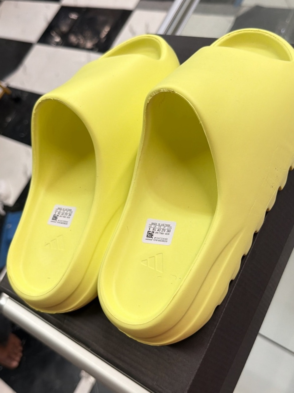 adidas Neon Yellow Foam Slide Clogs